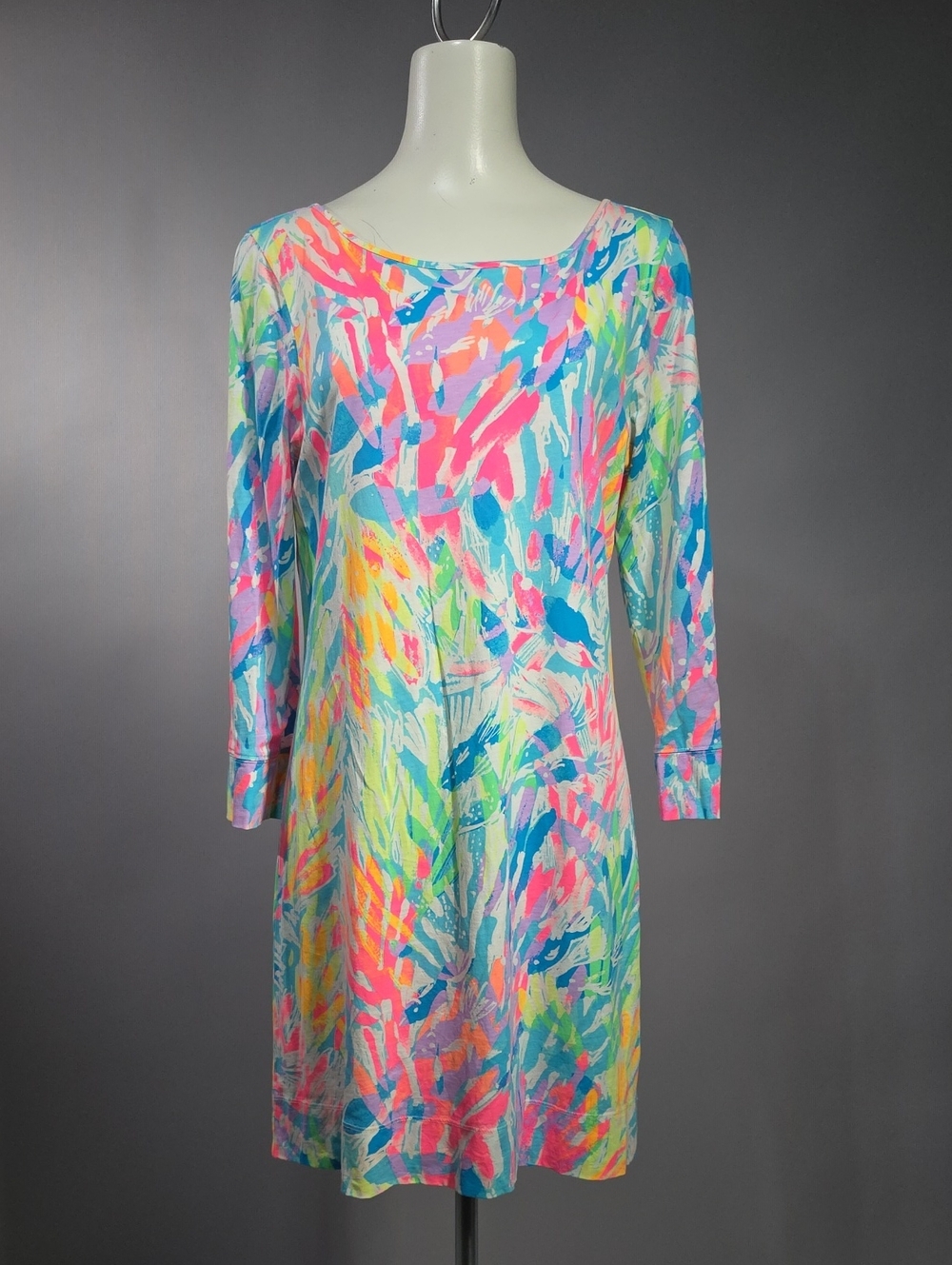 Lilly Pulitzer Neon Brushstroke Long Sleeve Shift Dress R14